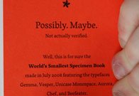 World's Smallest Specimen Book's Back