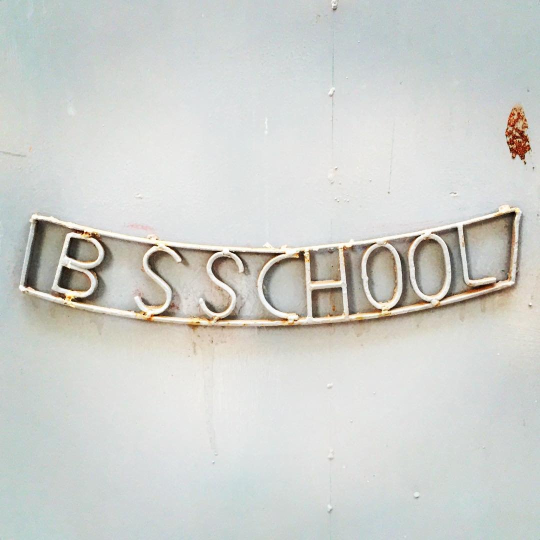 B.S. School welded on the school's gate.