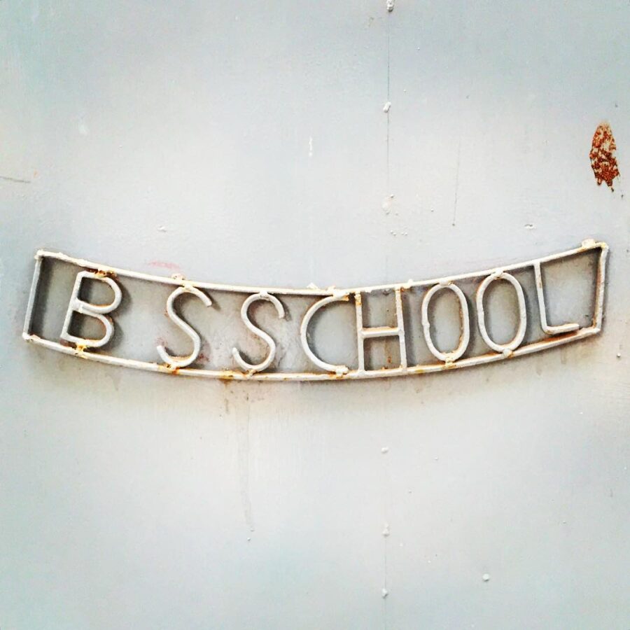B.S. School welded on the school’s gate.